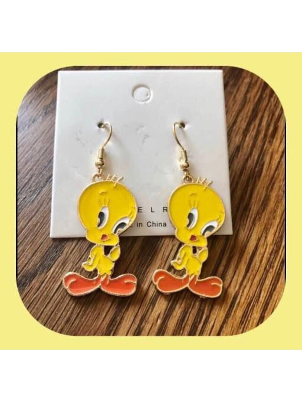 Looney Tunes Inspired Tweety Bird Dangle Hook Earrings Gift